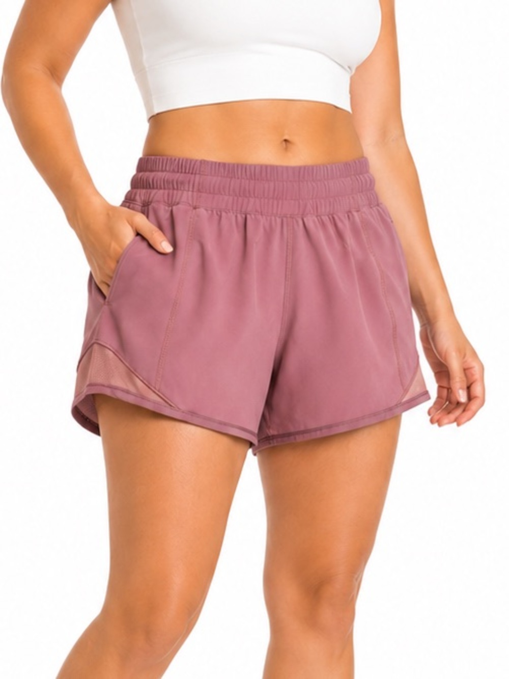Lululemon Hotty Hot Lined Running Shorts Dusty Mauve Mesh Trim Size 6